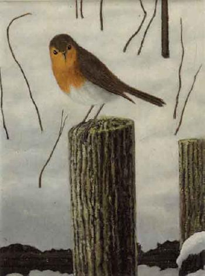 Robin in the snow by Adolf Dietrich
