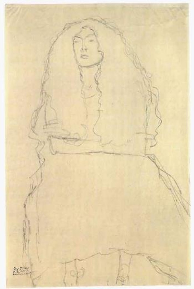 Seated woman with long hair by Gustav Klimt