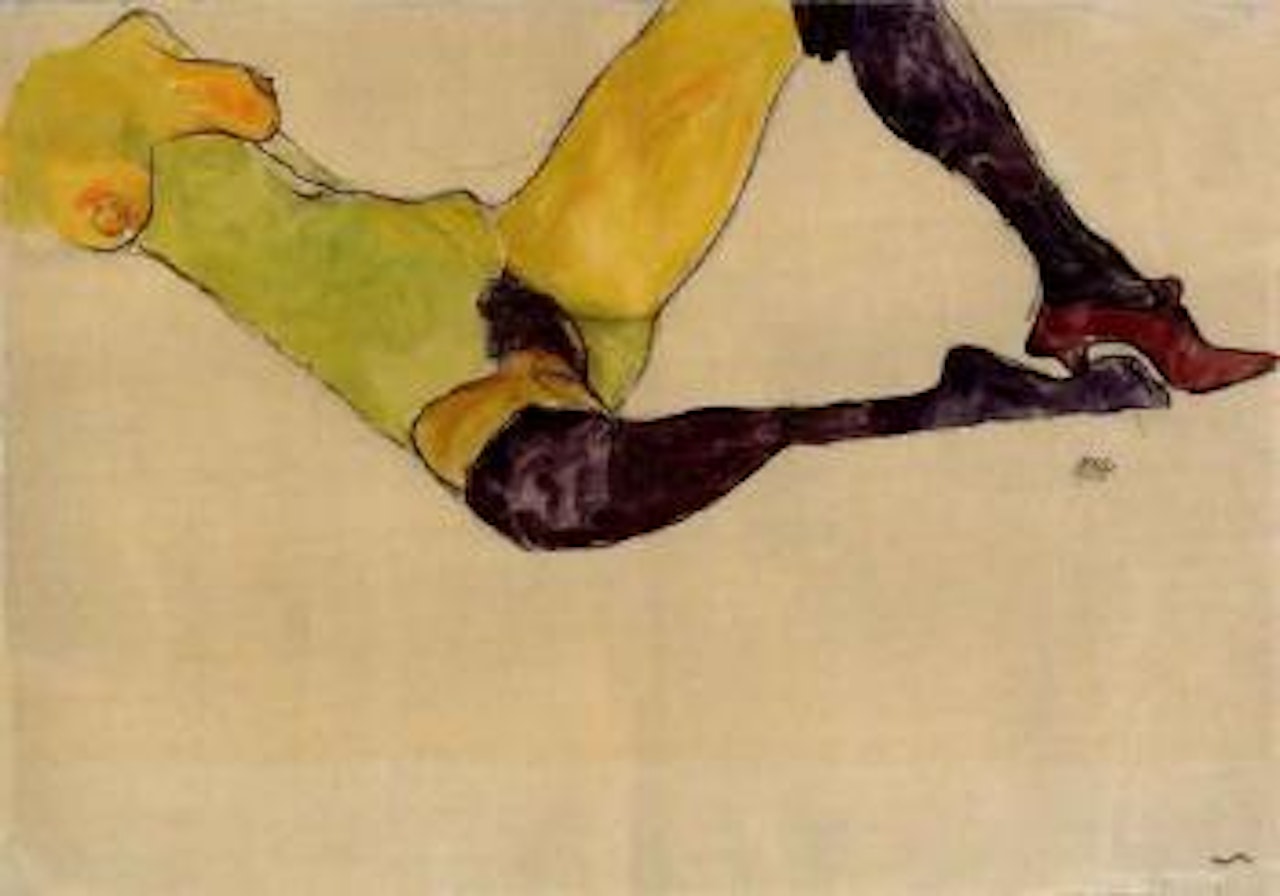 Female nude in stockings by Egon Schiele