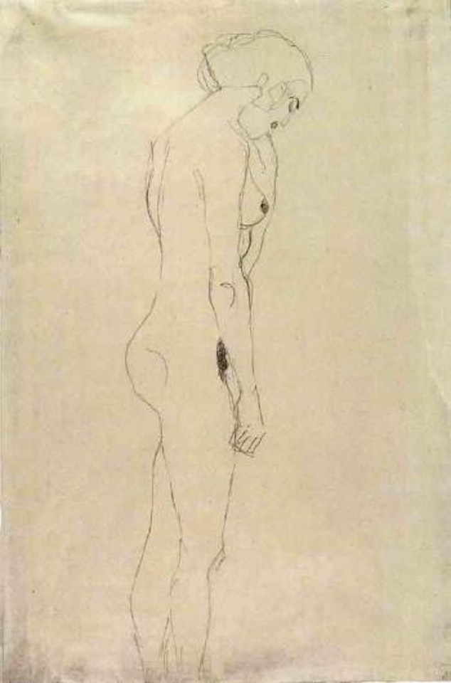 Standing female nude by Gustav Klimt