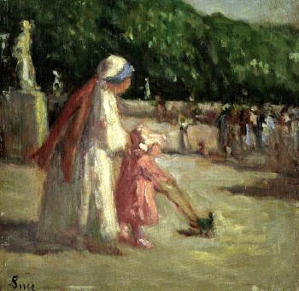 Femme et enfant au jardin de Luxembourg by Maximilien Luce