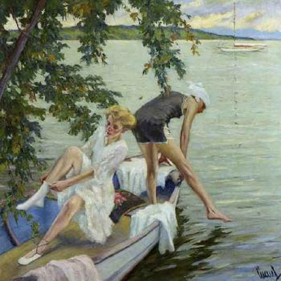 Girls bathing, Starnberger See by Edward Cucuel