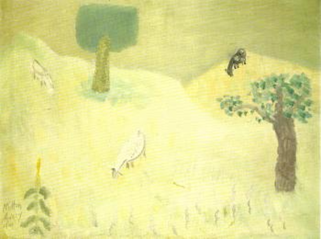 Cows on hillside by Milton Avery