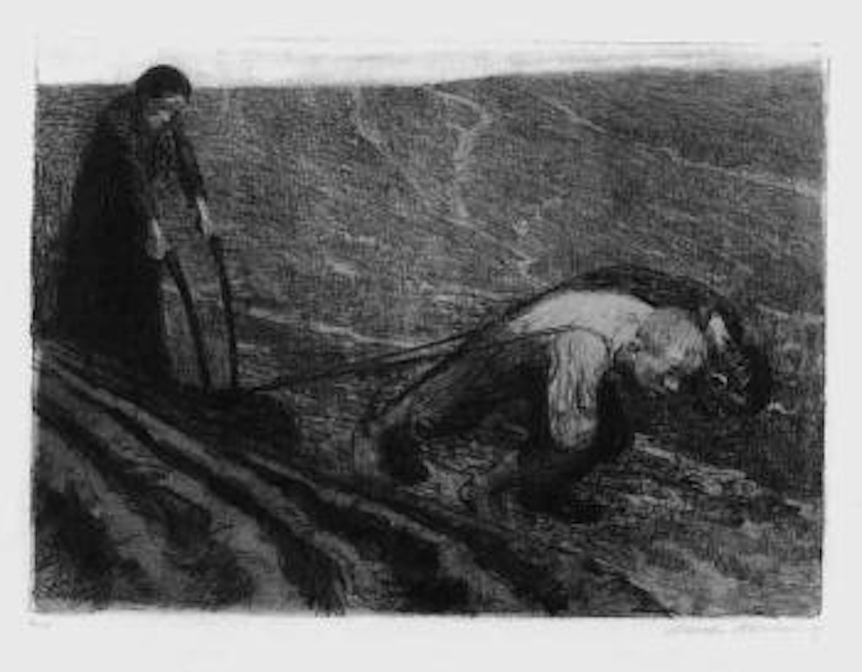 Pulling the plough by Kathe Kollwitz