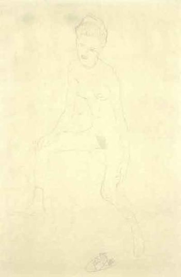 Seated female nude by Gustav Klimt