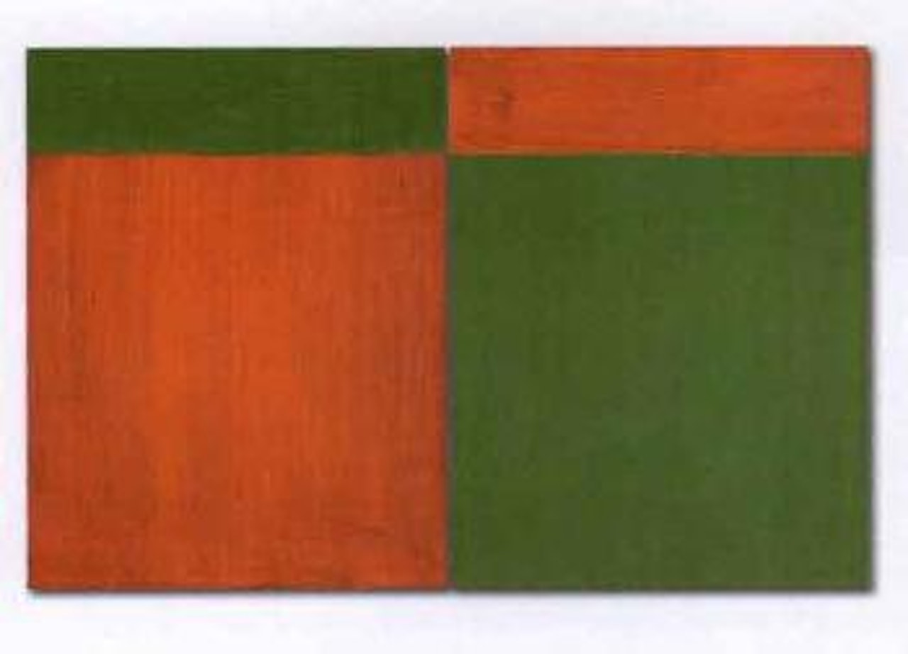 Composition in green and red by Günther Förg