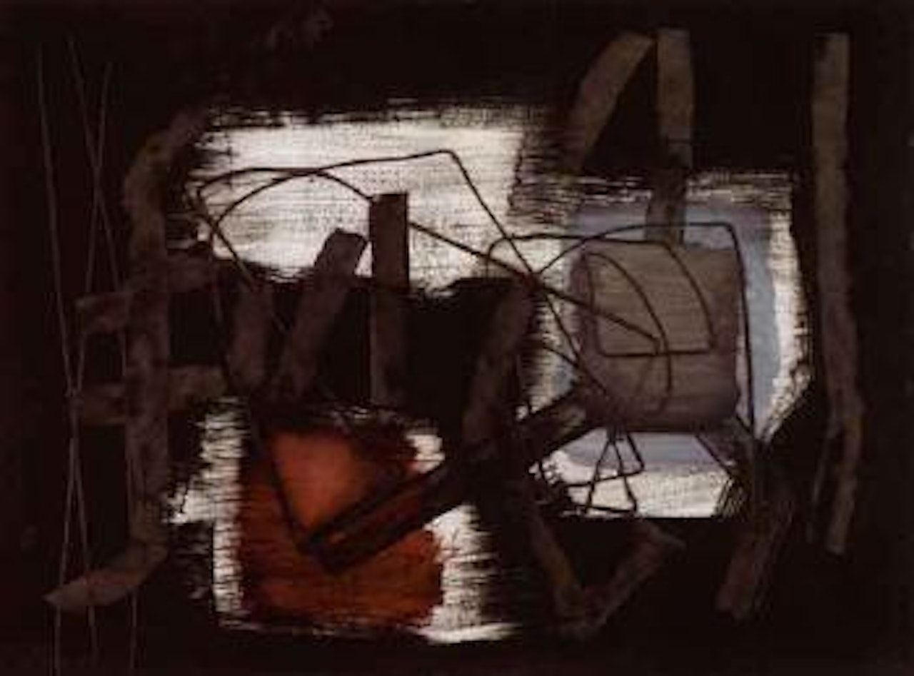 Grey, white and red room by Fritz Winter
