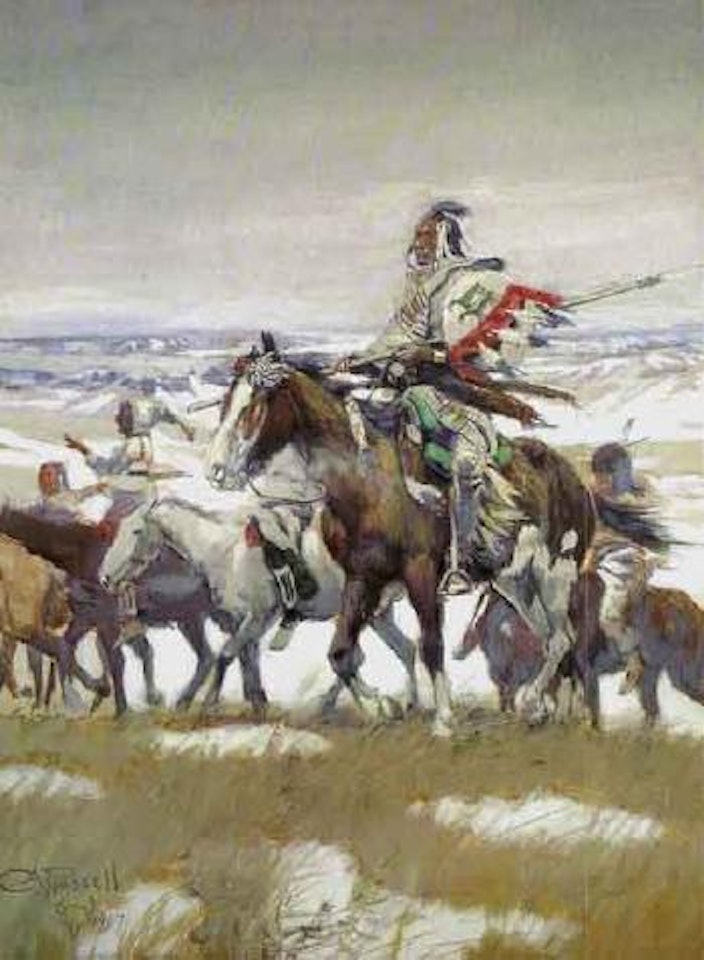Crow scouts in winter by Charles M Russell