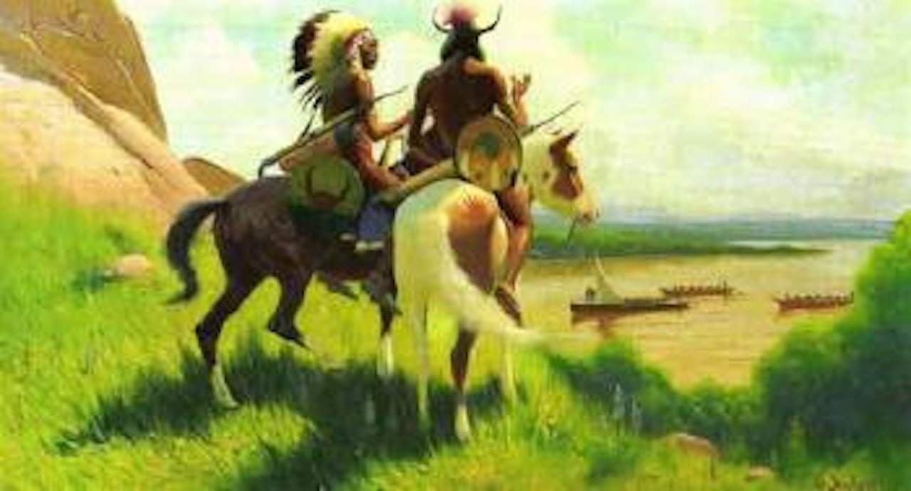 Sioux Indians watching the Louis and Clark Expedition by Gerard Curtis Delano
