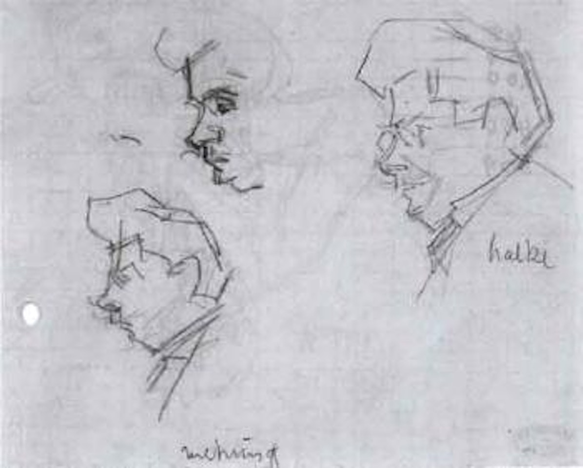 Parisian houses. Study of heads by Lyonel Feininger
