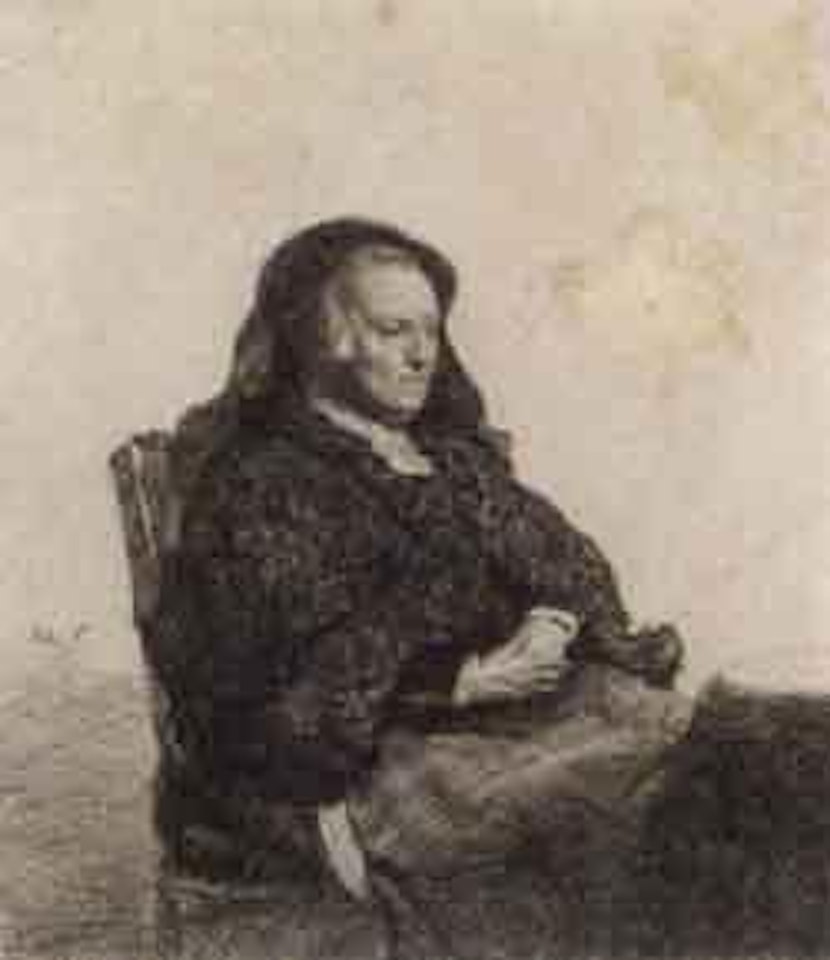 Rembrandt's mother seated at a table. St. Peter in Penitence by Attributed to Rembrandt Harmensz van Rijn