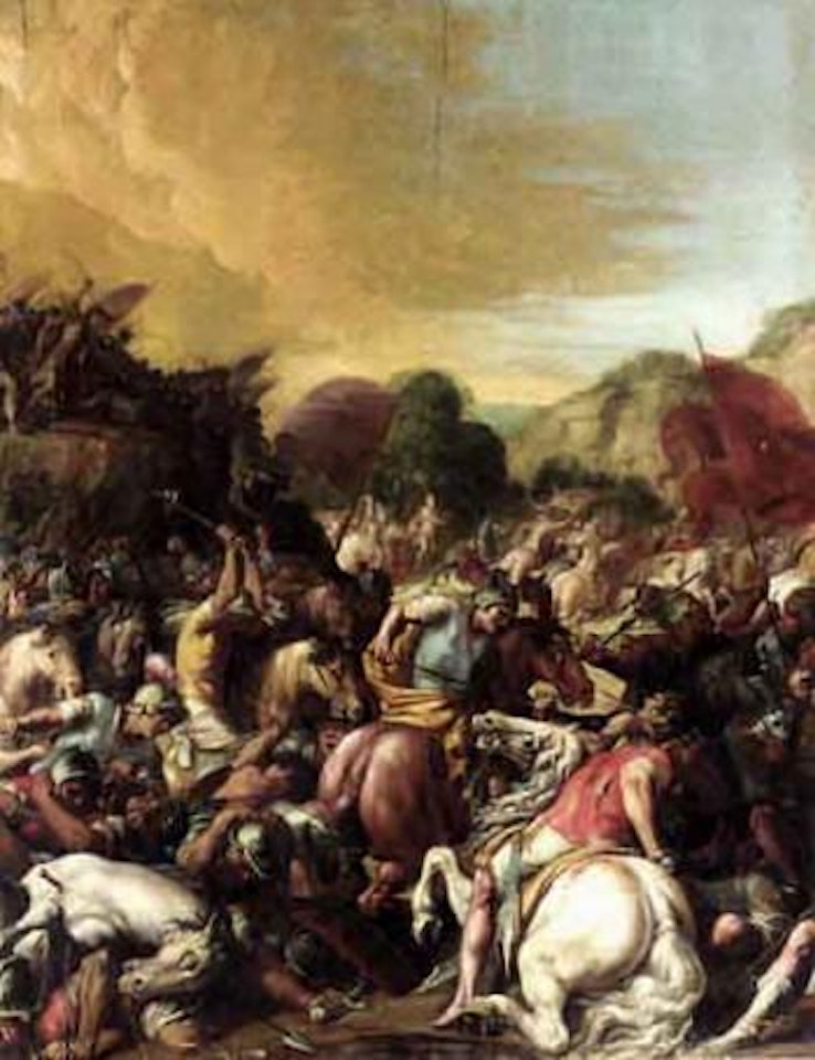 Battle scene with the death of Absalom by Roman School