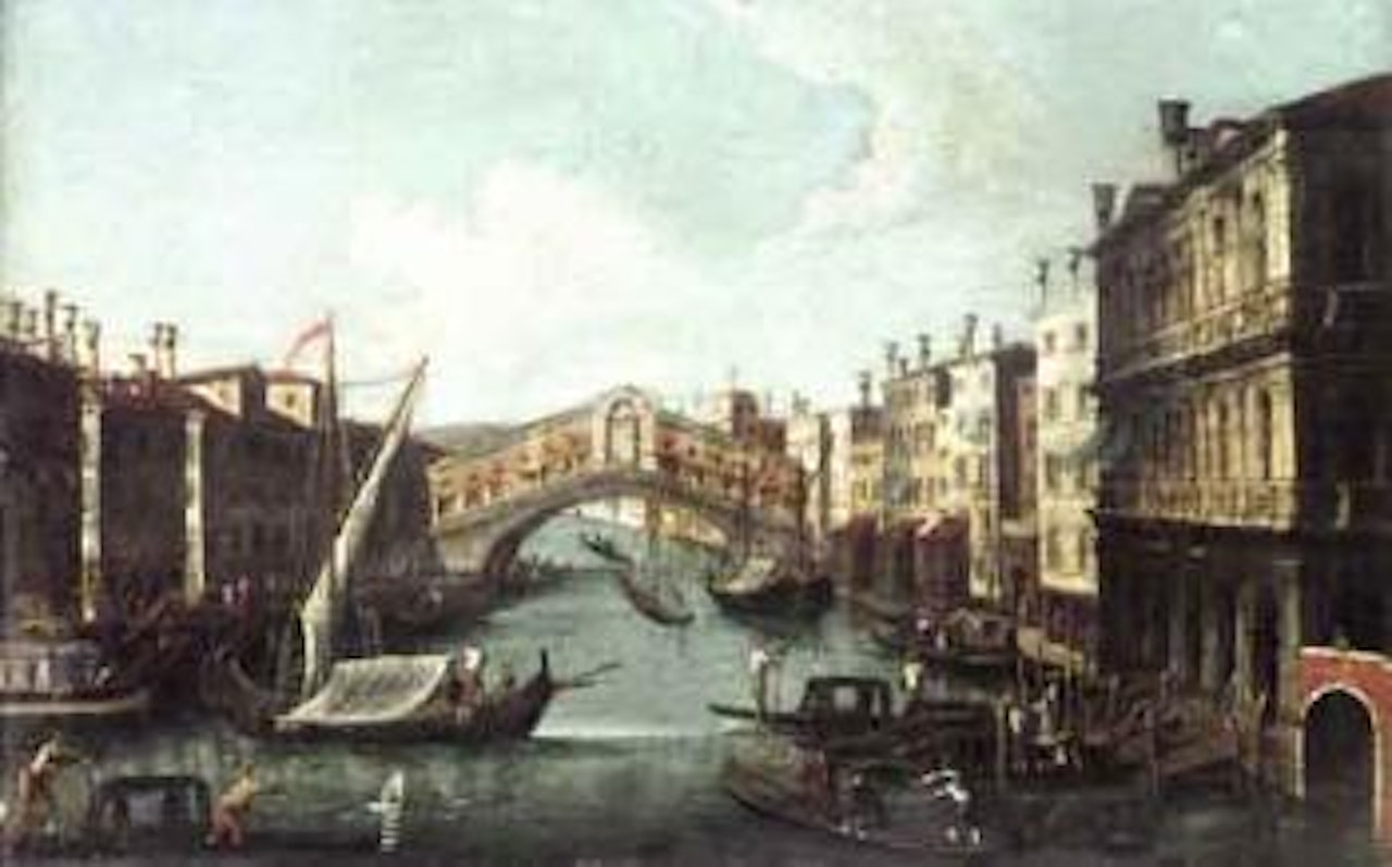 Venice, view of the Rialto Bridge. Venice, view of the Piazza di san Marco by Venetian School