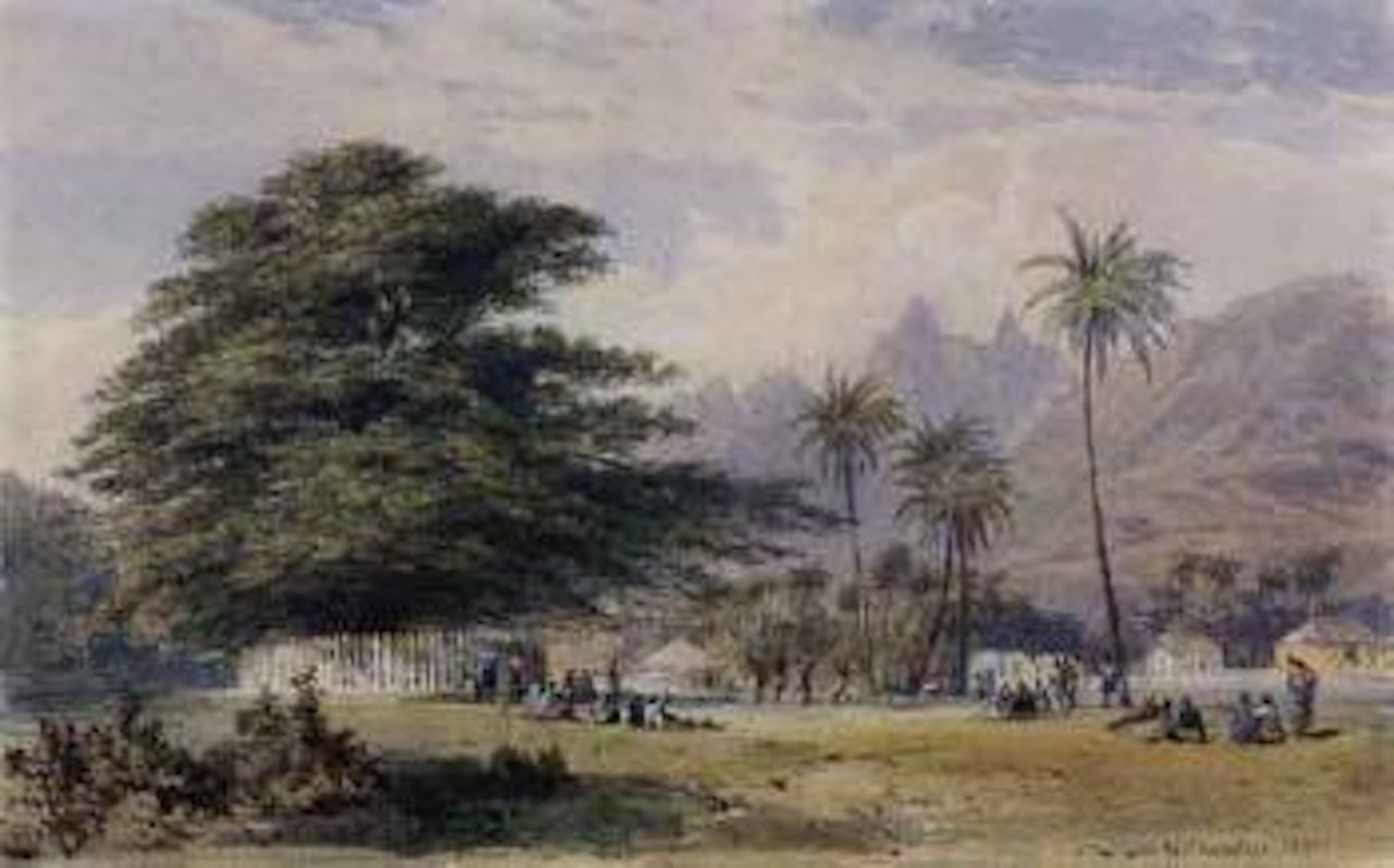 Festive scene in Moorea, Tahiti by Nicholas Chevalier