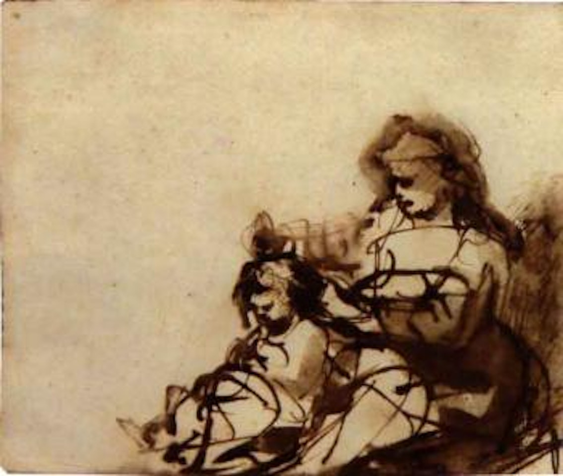 Woman combing a child's hair by Ferdinand Bol