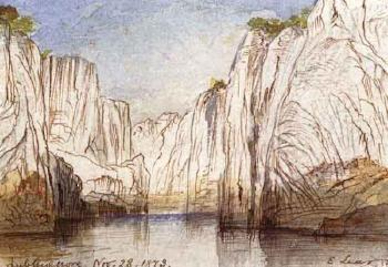 Jabalpur, rocks of the Narbada River at Bheraghat, November 1873 by Edward Lear