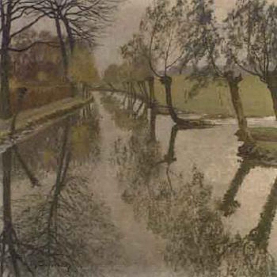 River landscape with meadows in spring by Max Clarenbach