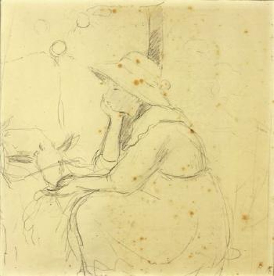 Jeune fille nourrissant une chevre. Etude de chevre by Berthe Morisot