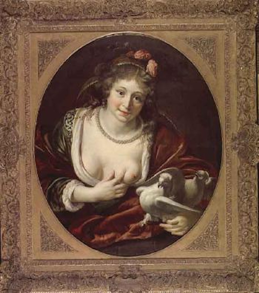 Venus et deux pigeons by Paulus Moreelse