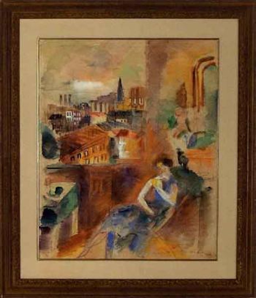 Femme a la fenetre lisant une livre by Jean Dufy