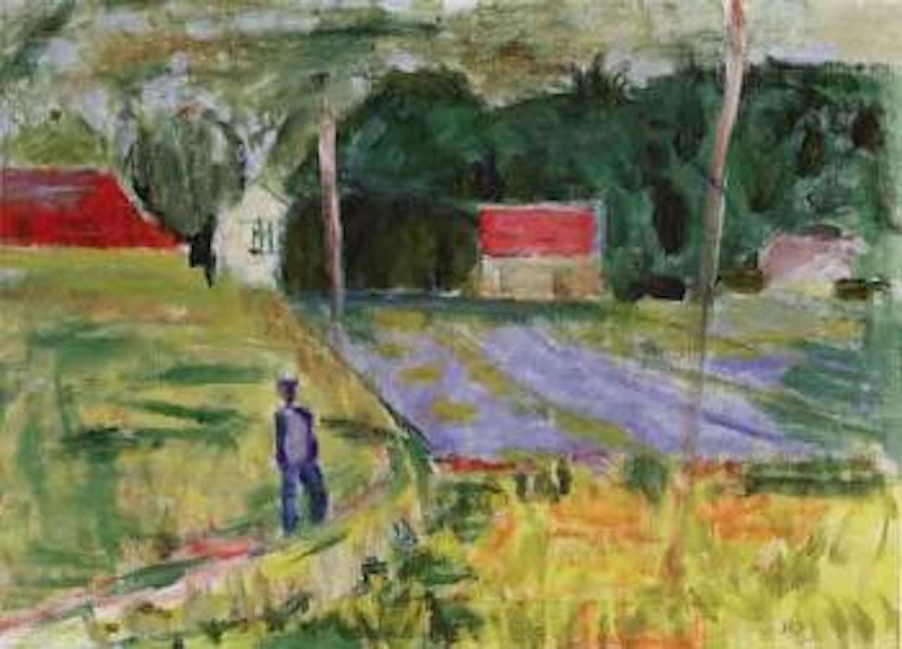 Landscape with figure by Ragnar Sandberg
