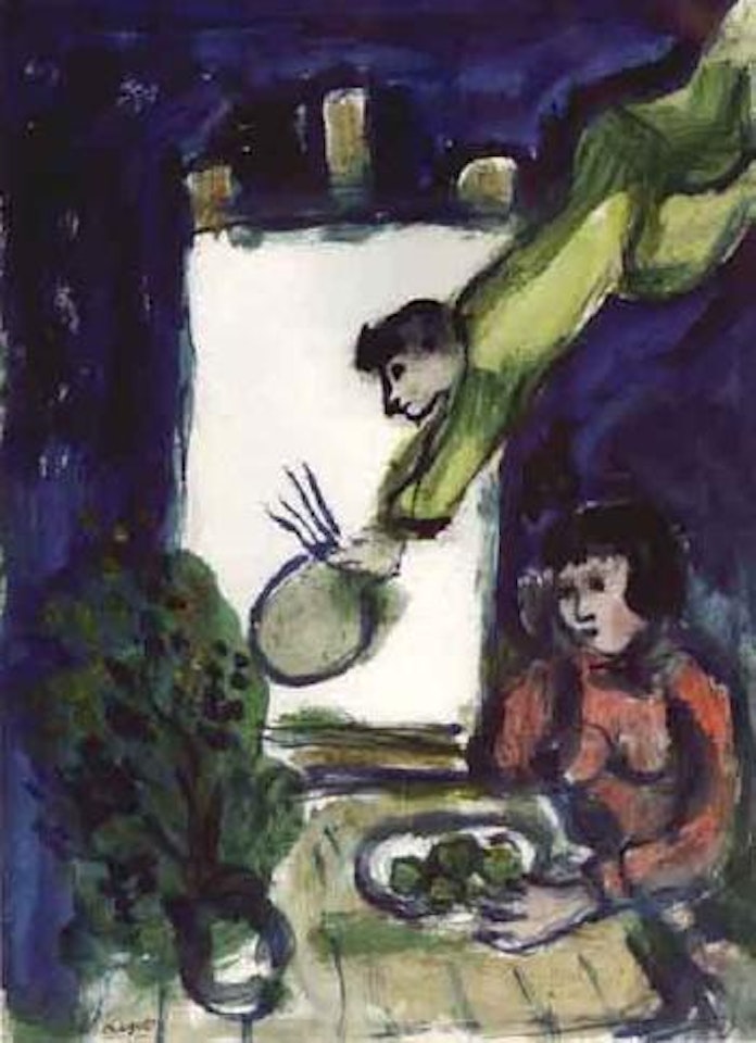 Le peintre et Bella a table by Marc Chagall