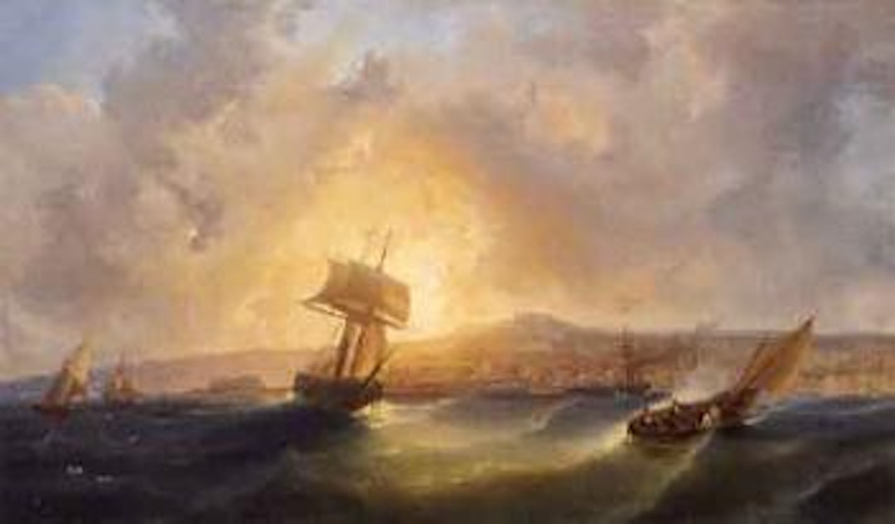 Shipping off the coast at Naples by Italian School