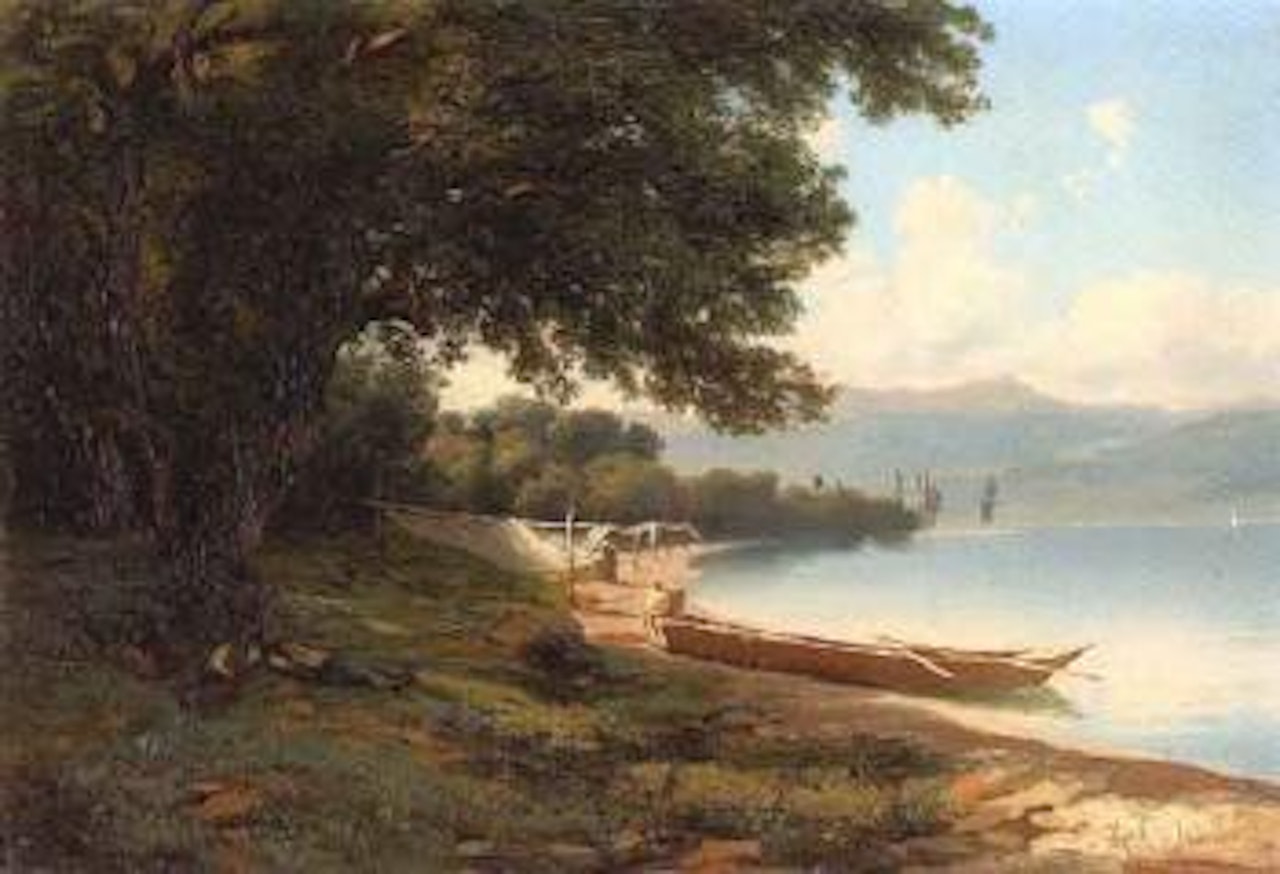 On the shores on Lake Geneva by Alexandre Calame