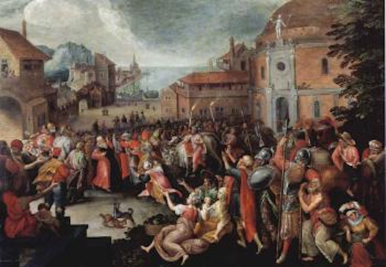Town scene by Frans Francken II