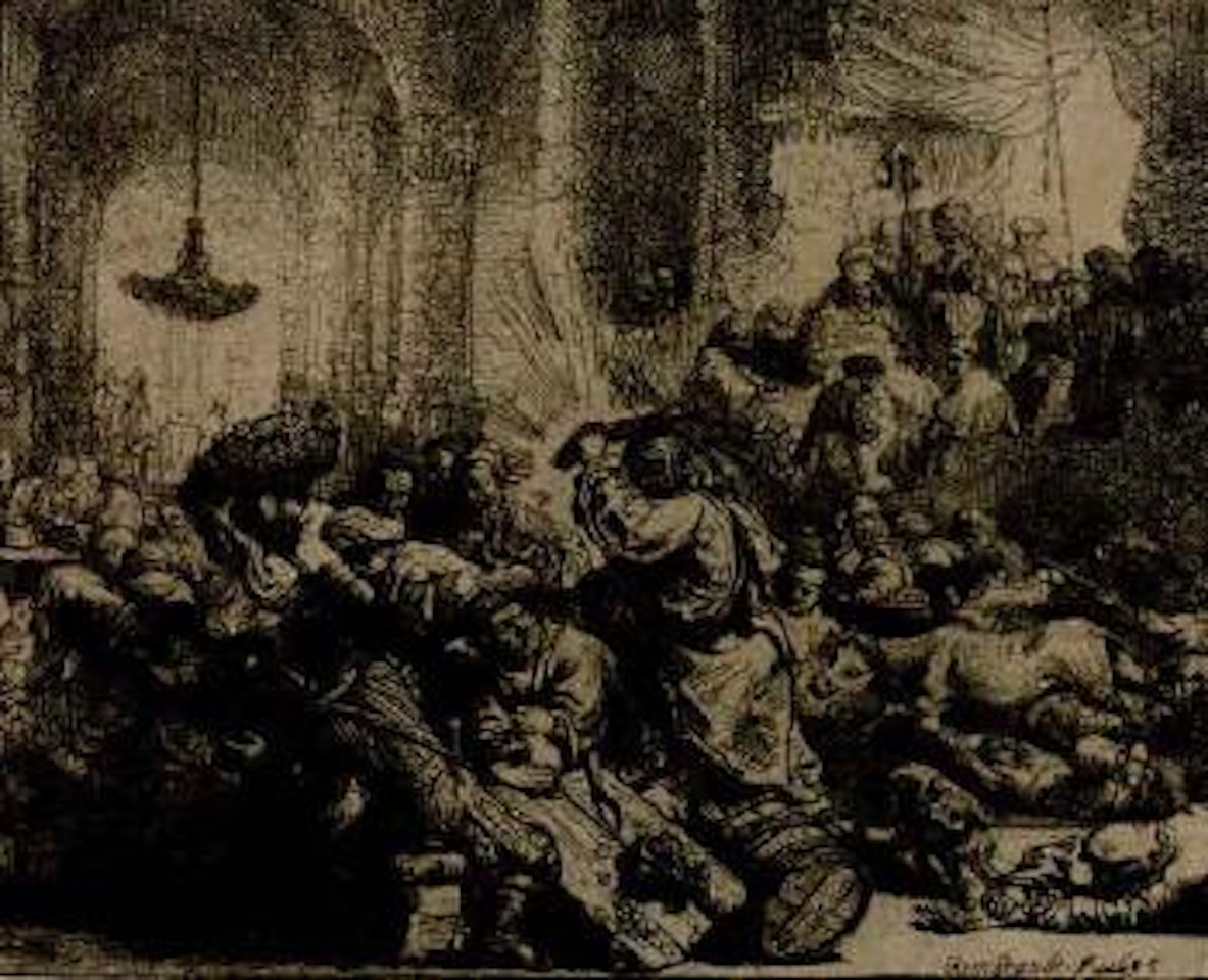 Christ driving the money-changers from the Temple by Attributed to Rembrandt Harmensz van Rijn