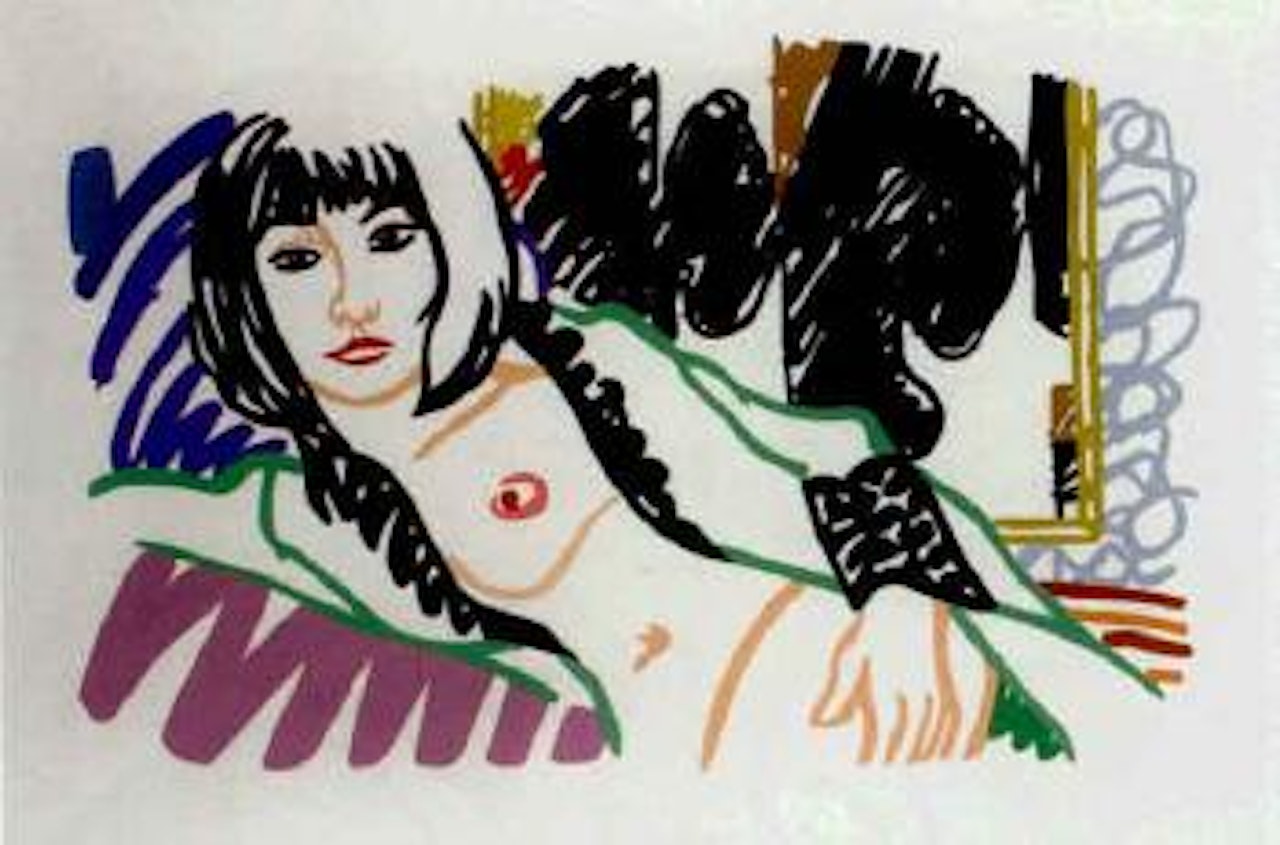 Monica in robe with Motherwell by Tom Wesselmann