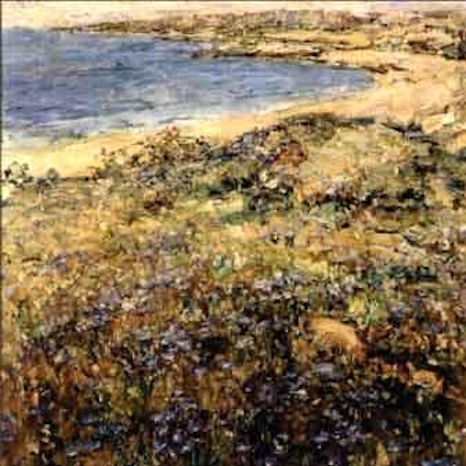 Coastal bay with blue flowers by Edward Atkinson Hornel
