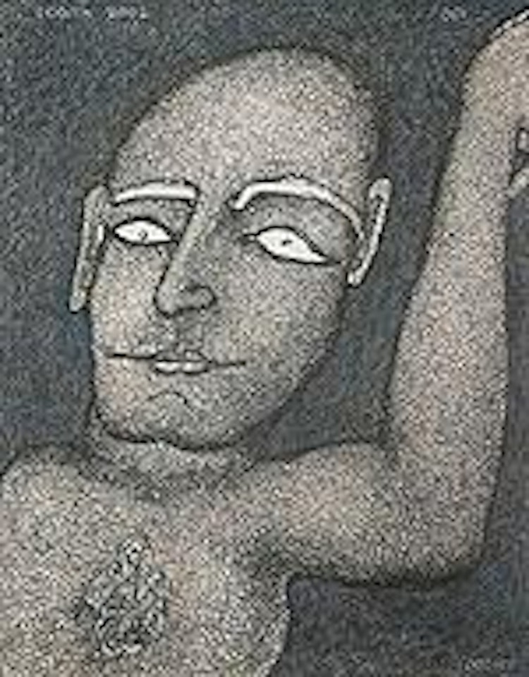 Man with raised hand by Jogen Chowdhury