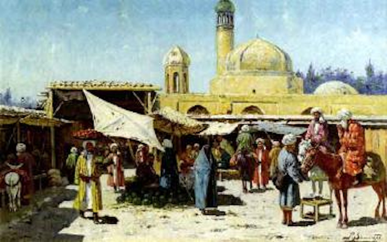 Oriental market scene by Richard Karlovich Zommer