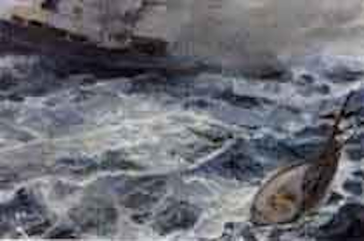 Old time meeting new - seascape by Christian Krohg