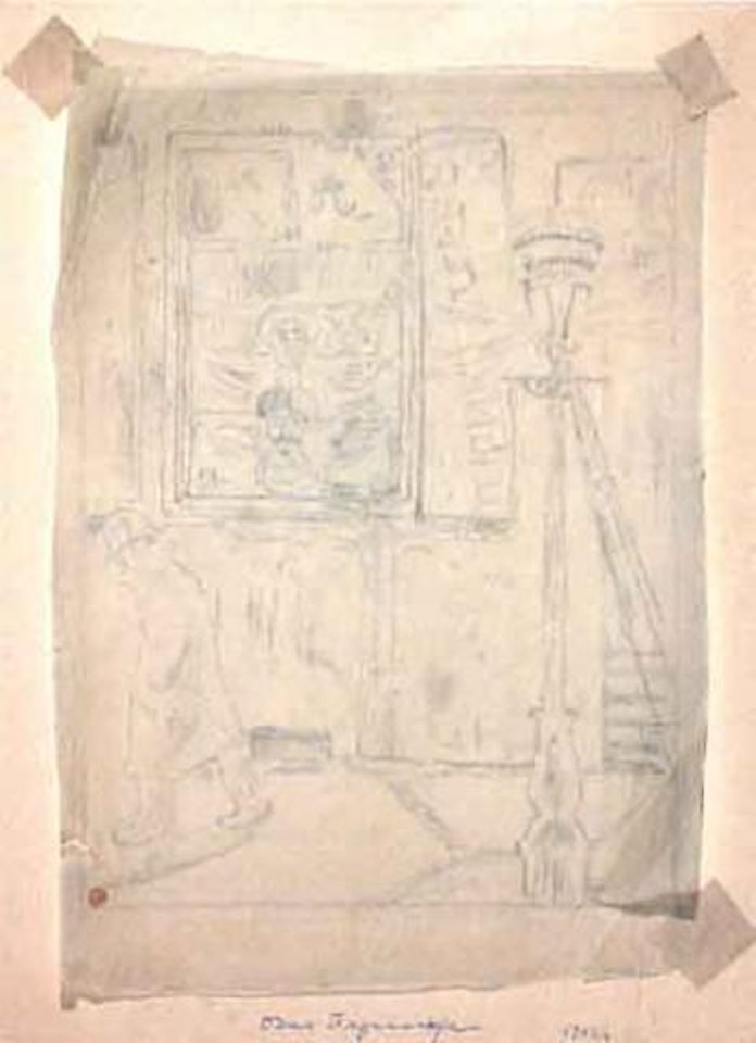 La vitrine du coiffeur, Saint Petersbourg by Mstislav Valerianovich Dobuzhinsky
