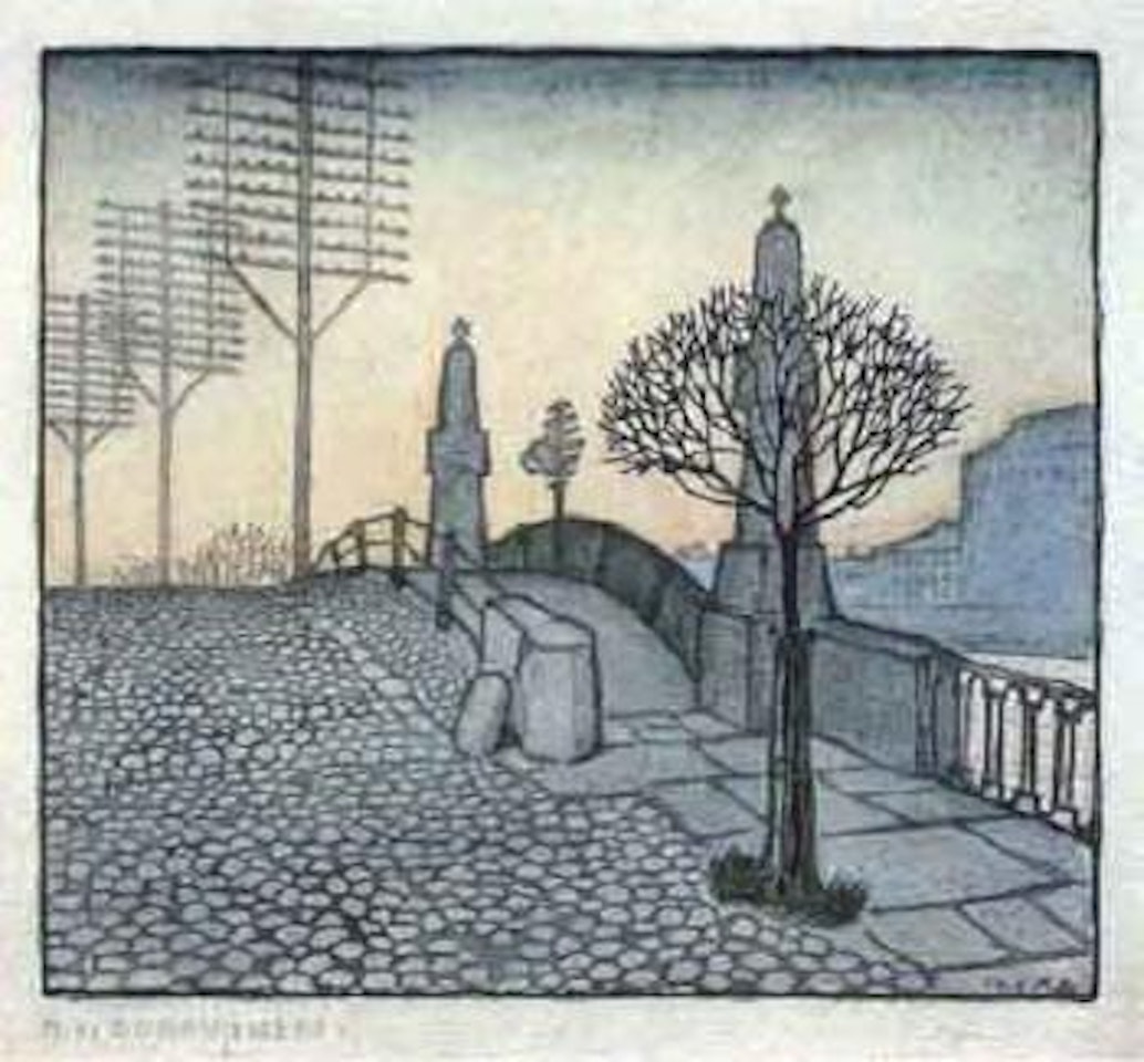 Le pont by Mstislav Valerianovich Dobuzhinsky