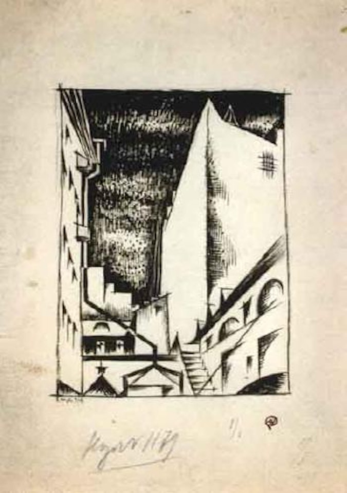 La cour de la Nouvelle Ecole des Beaux-Arts a Saint Petersbourg by Mstislav Valerianovich Dobuzhinsky