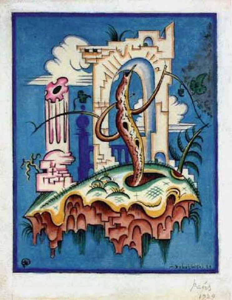 Arbre parmi des ruines by Mstislav Valerianovich Dobuzhinsky