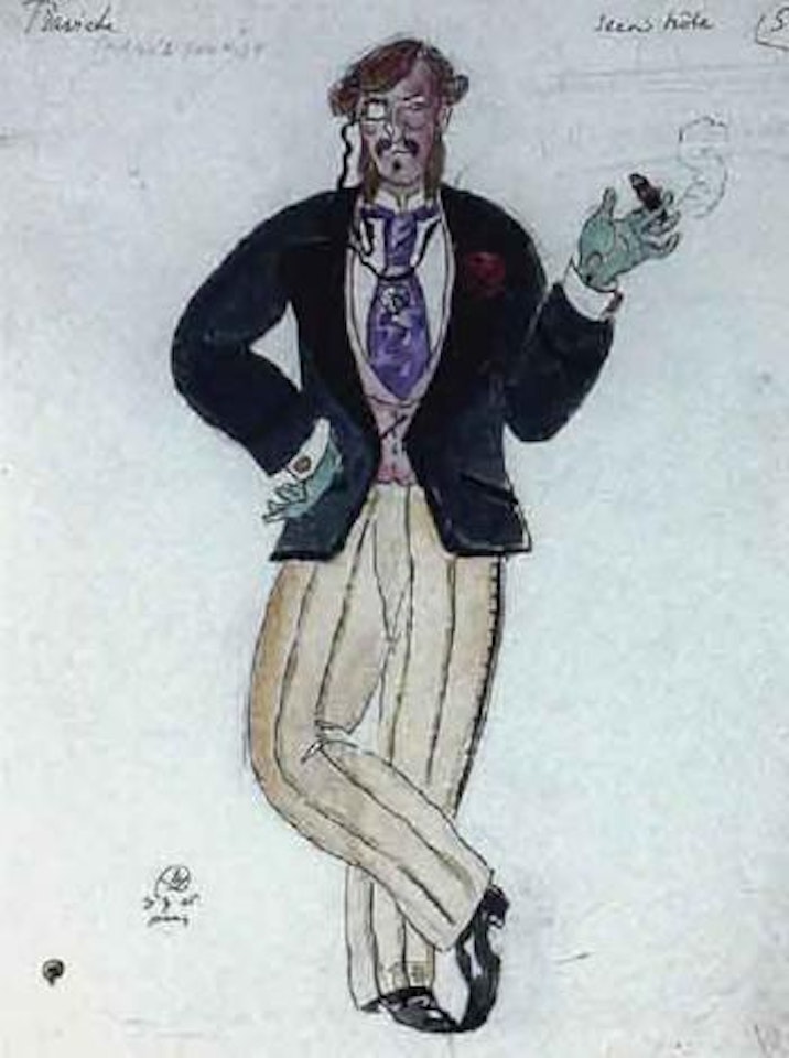 Parodie de la Traviata, projets de costume by Mstislav Valerianovich Dobuzhinsky