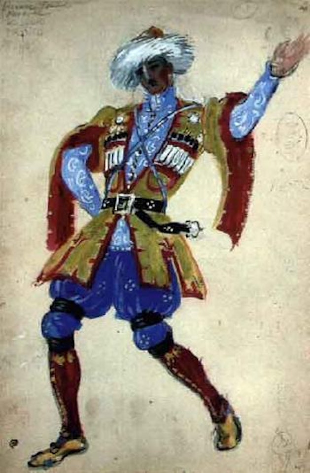 La fete chez le Prince Goudal. Projet de costume du Marquis de Cuevas by Mstislav Valerianovich Dobuzhinsky