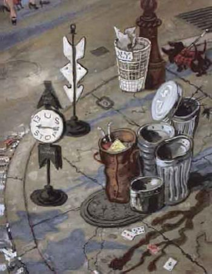 Coin de rue a New York, avant et apres les fetes by Mstislav Valerianovich Dobuzhinsky