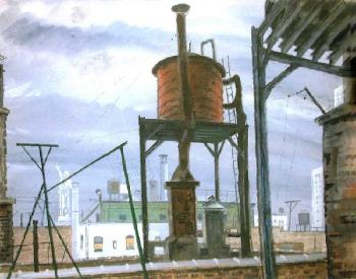 Chateau d'eau a New York by Mstislav Valerianovich Dobuzhinsky