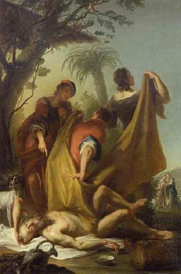 Noah, drunk and naked, being covered by his sons by Giuseppe Bernardino Bison