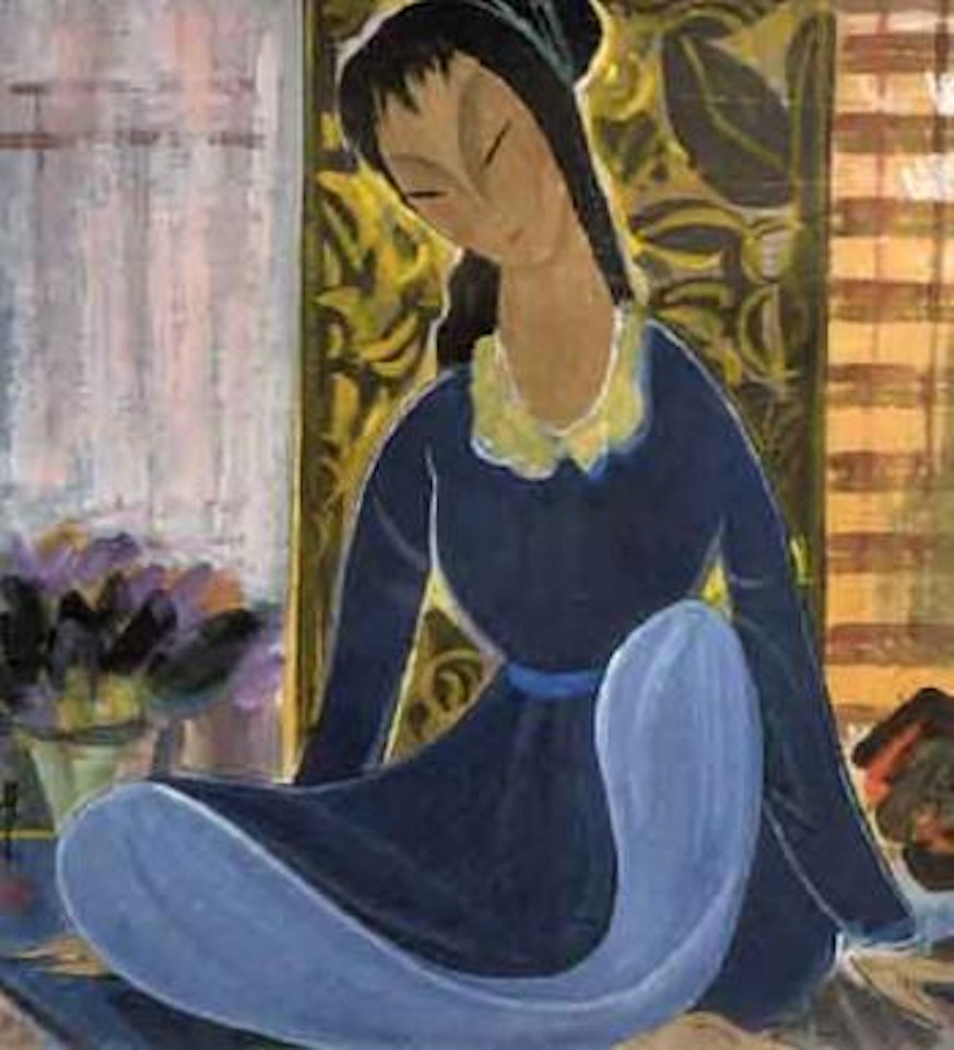 Lady dressed in blue by Lin Fengmian