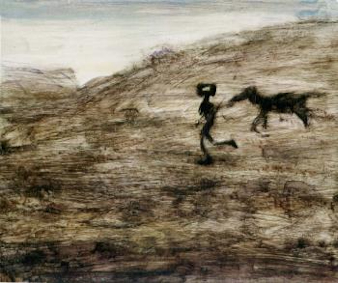Ned Kelly and horse, running by Sidney Nolan