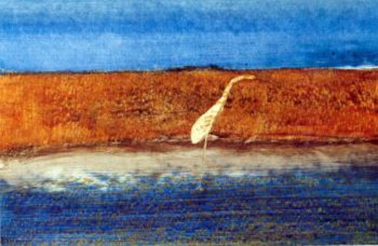 Bird in lagoon, New Guinea by Sidney Nolan