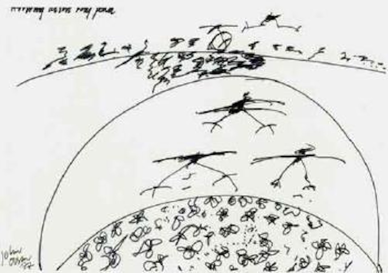 Arriving at the lilly pond by John Olsen