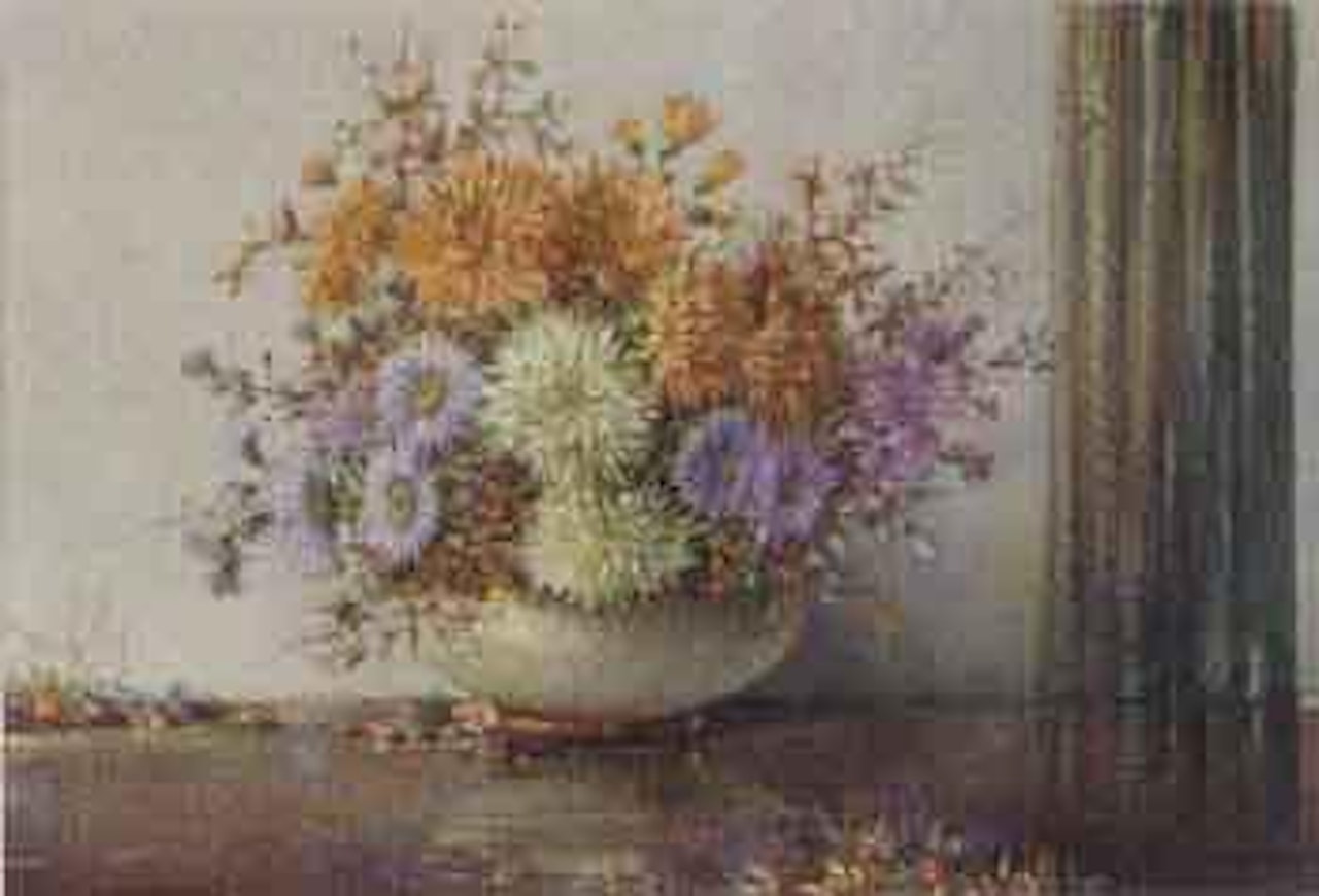 Still life, bowl of flowrs by Noel Harry Leaver