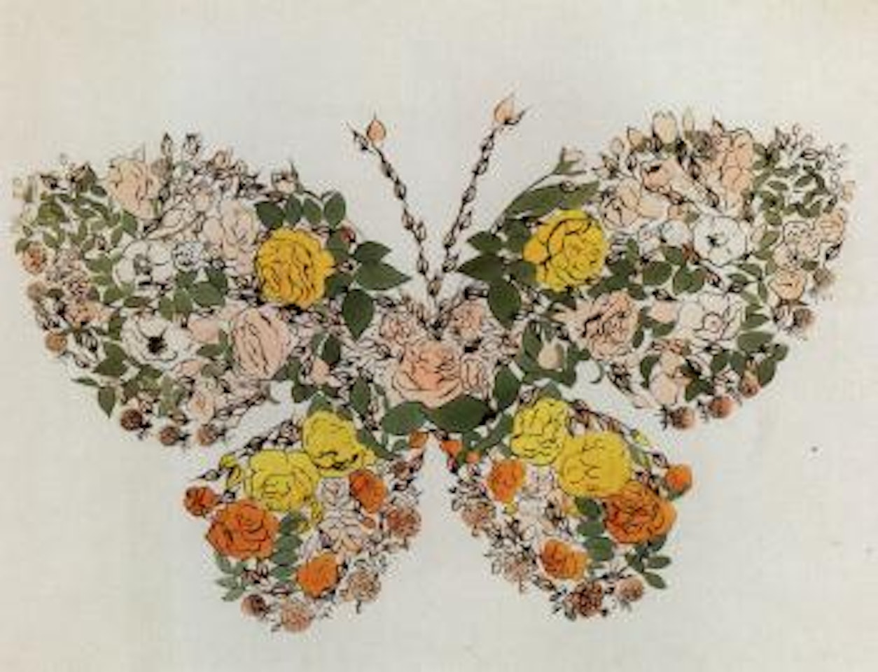 Butterfly of flowers and leaves by Andy Warhol